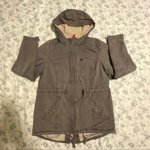 H&M Grey Faux Shearling-Lined Parka